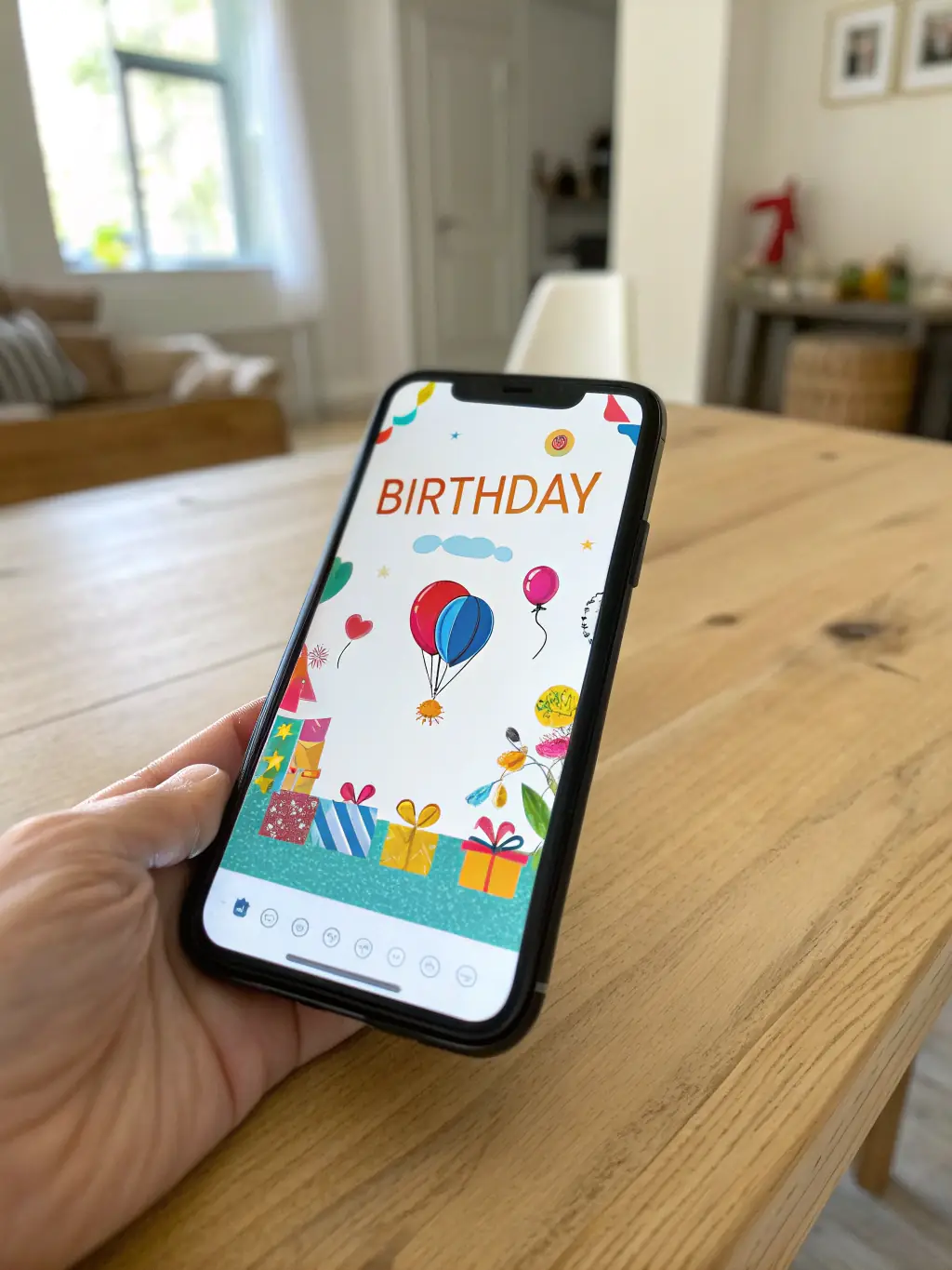 A digital birthday invitation featuring bright, playful graphics and a South African theme, displayed on a smartphone.